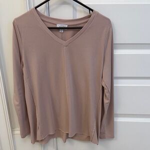Mud Pie Women's Long Sleeve V-Neck Top - Beige
